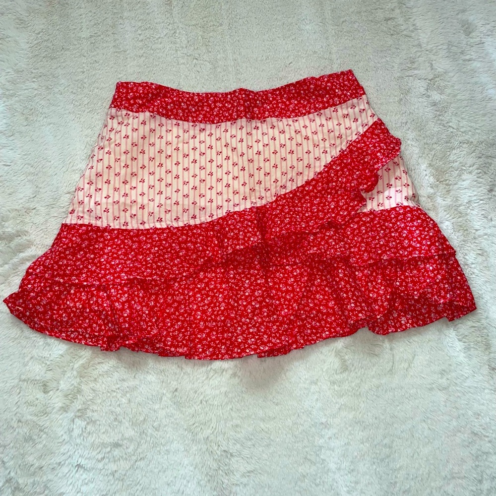 Atmosphere Ruffled Patterned Skirt